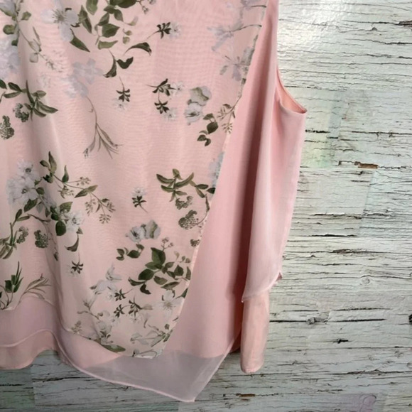 Calvin Klein  pink floral blouse top sleeveless size small - Picture 3 of 8